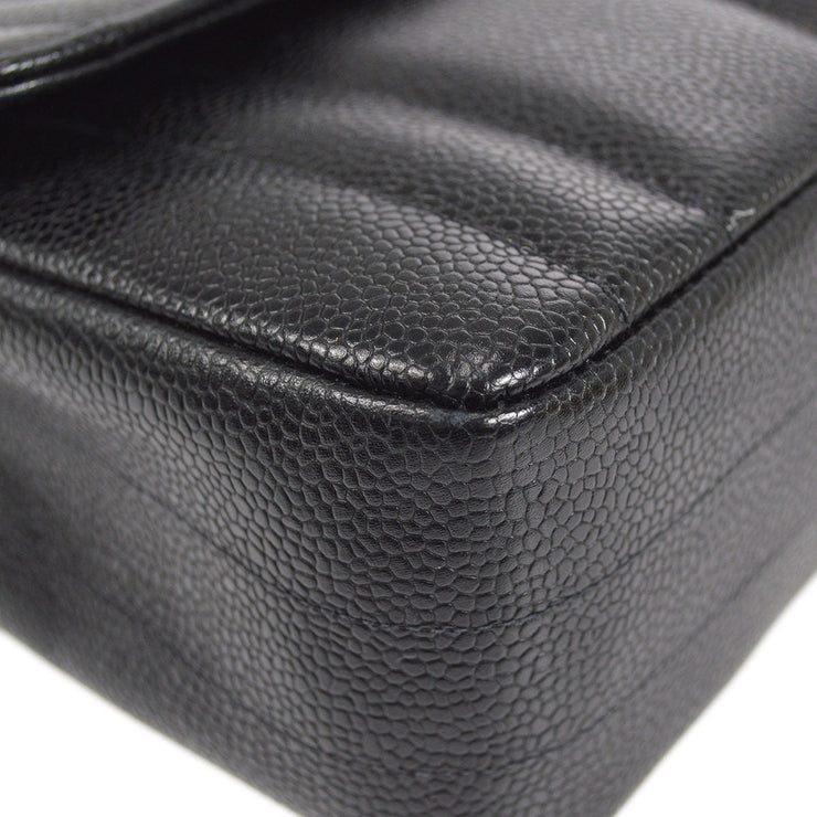 CHANEL 1994-1996 Vertical Straight Flap Small Black Caviar