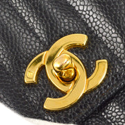 CHANEL 1994-1996 Vertical Straight Flap Small Black Caviar