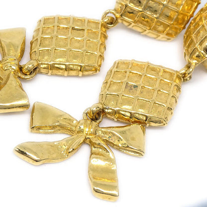 Chanel 1980s Dangle Bow Earrings Clip-On Gold