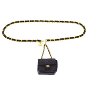CHANEL 1990s Classic Flap Micro Belt Bag Black Lambskin