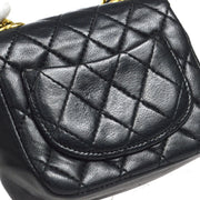 CHANEL 1990s Classic Flap Micro Belt Bag Black Lambskin