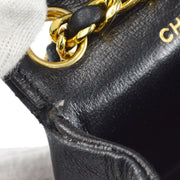 CHANEL 1990s Classic Flap Micro Belt Bag Black Lambskin