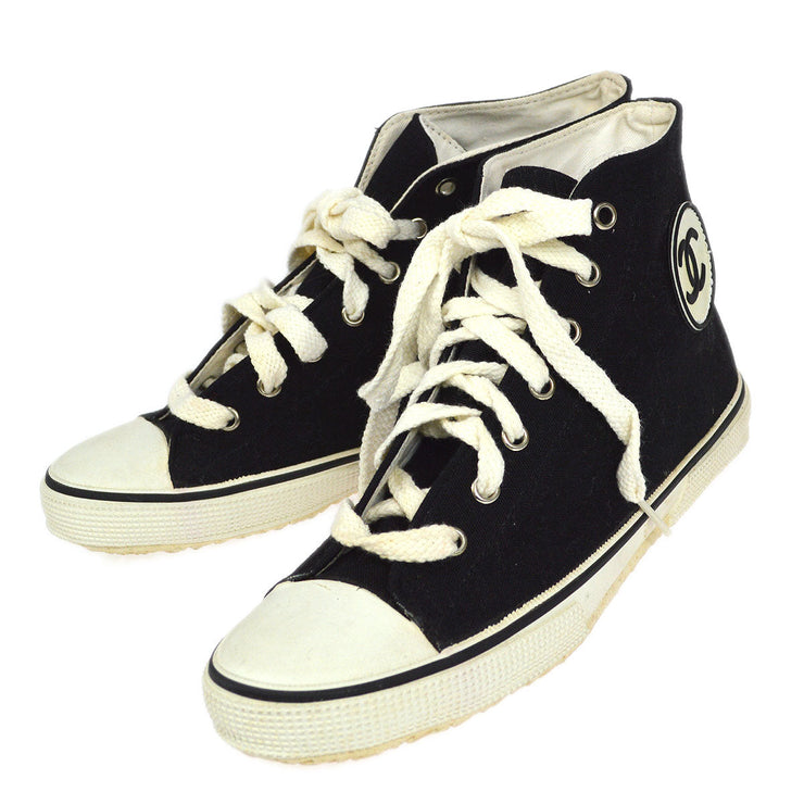 CHANEL, Shoes, Chanel Cc High Top Pearl Sneakers Size 35