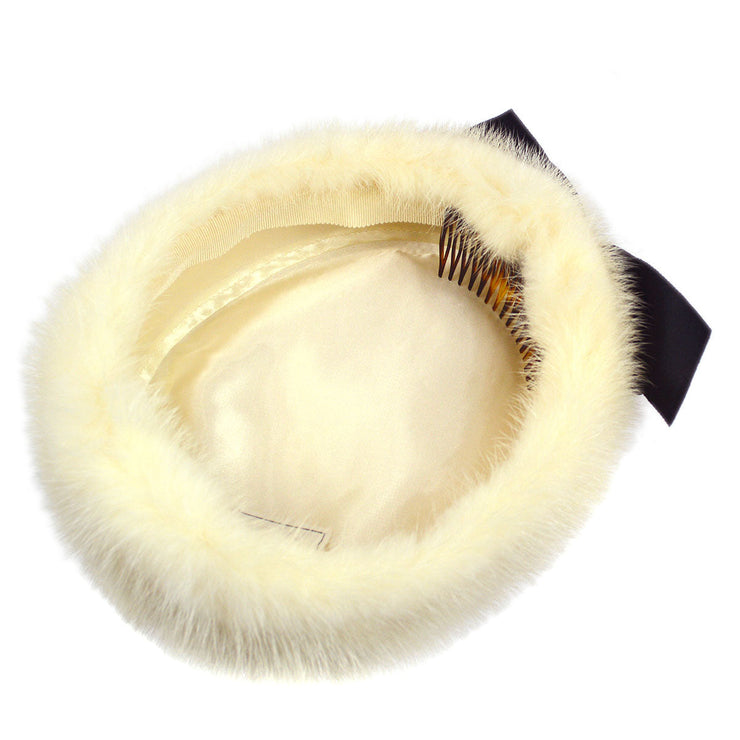CHANEL 2003 Fall Fur Hat White