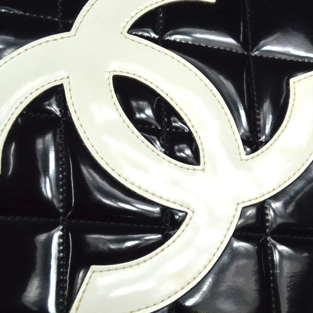 Chanel Heart Cosmetic Vanity Handbag Black Patent