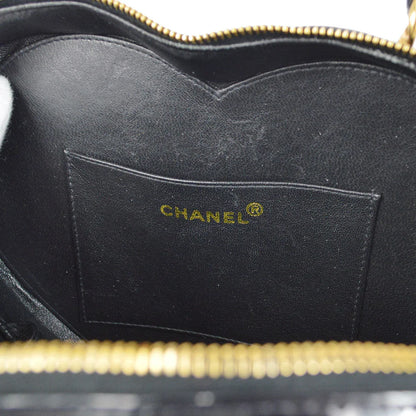 Chanel Heart Cosmetic Vanity Handbag Black Patent