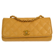 CHANEL 1994-1996 Straight Flap Small Beige Caviar