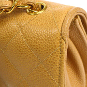 CHANEL 1994-1996 Straight Flap Small Beige Caviar