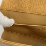 CHANEL 1994-1996 Straight Flap Small Beige Caviar
