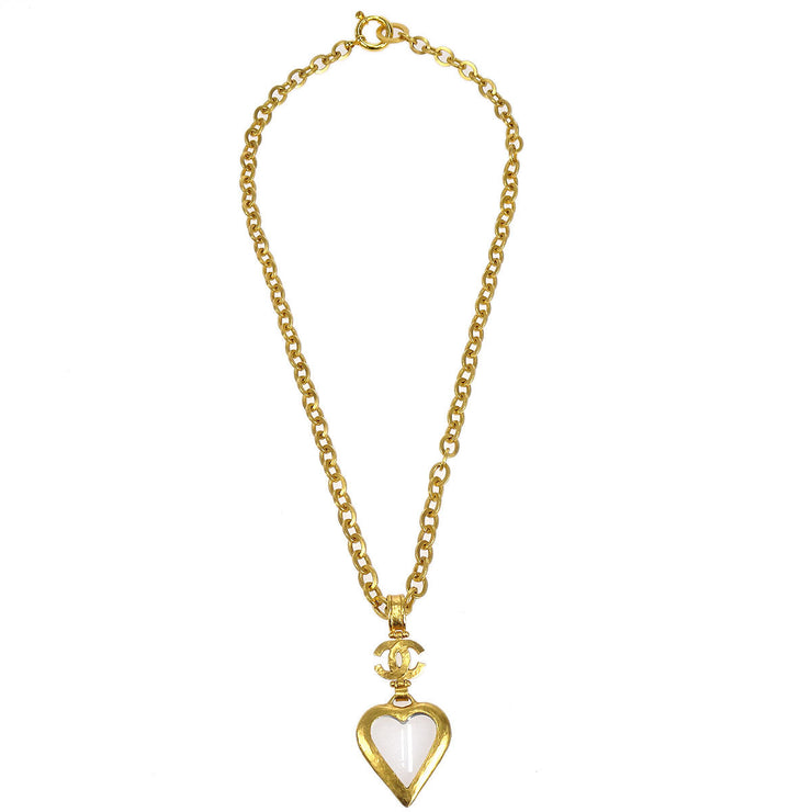 Chanel 1995 Heart Loupe Gold Chain Necklace