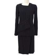 CHANEL 1999 Fall pleat detailing collarless skirt suit #38