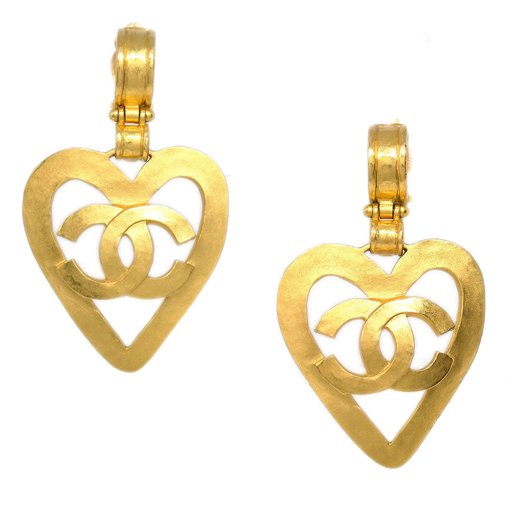 Chanel CC Heart Turnlock Drop Earrings