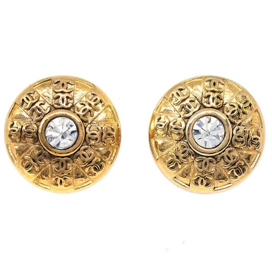 Chanel 1988 Crystal & Gold Earrings Clip-On 23