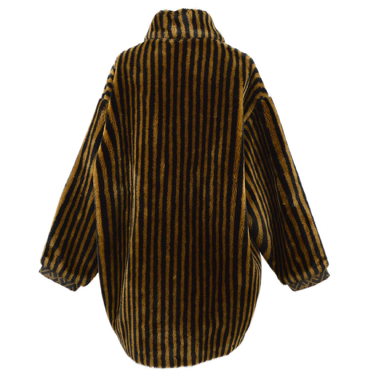 FENDI Pequin stripe faux-fur coat #40