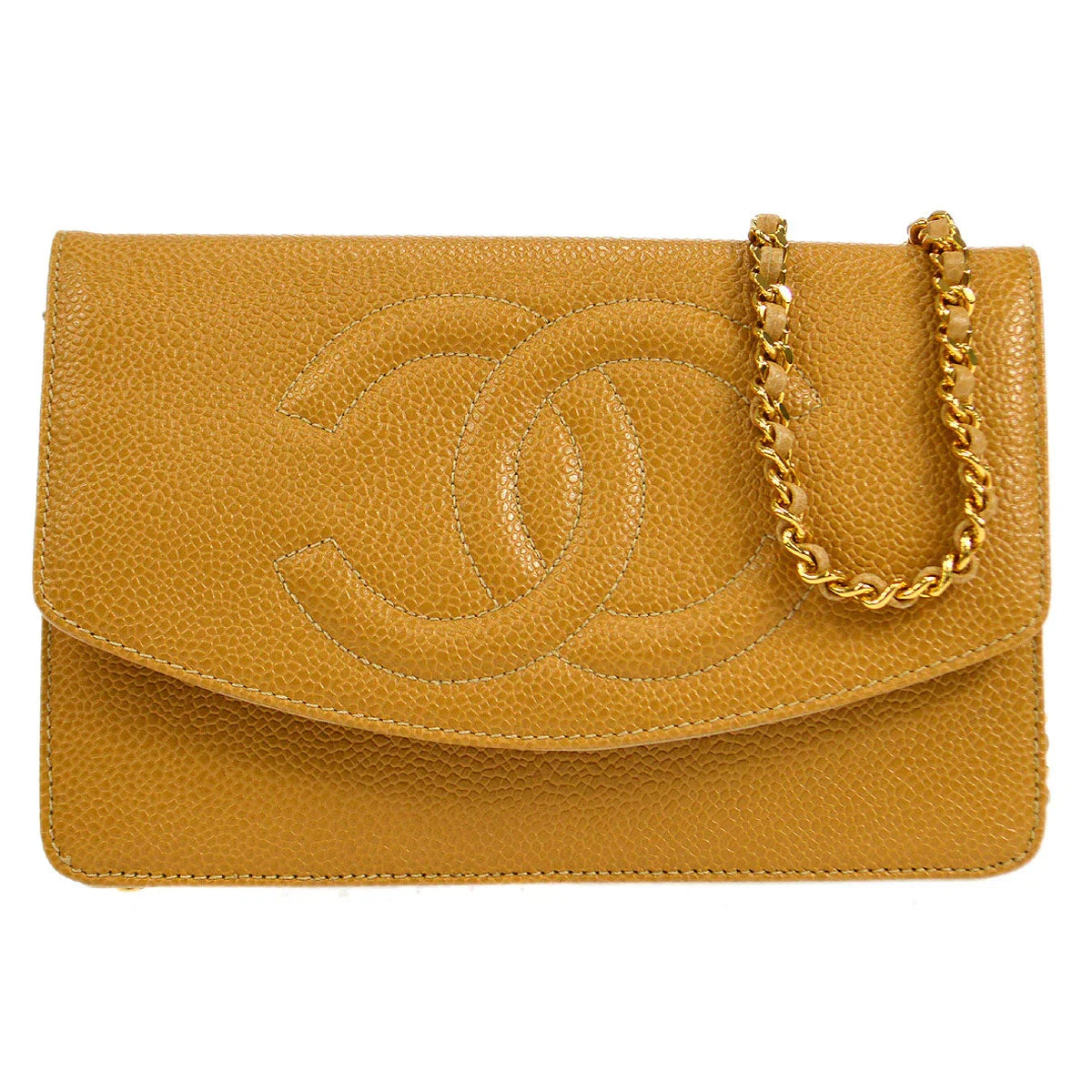 Chanel 1996-1997 Beige Caviar Timeless WOC Wallet on Chain