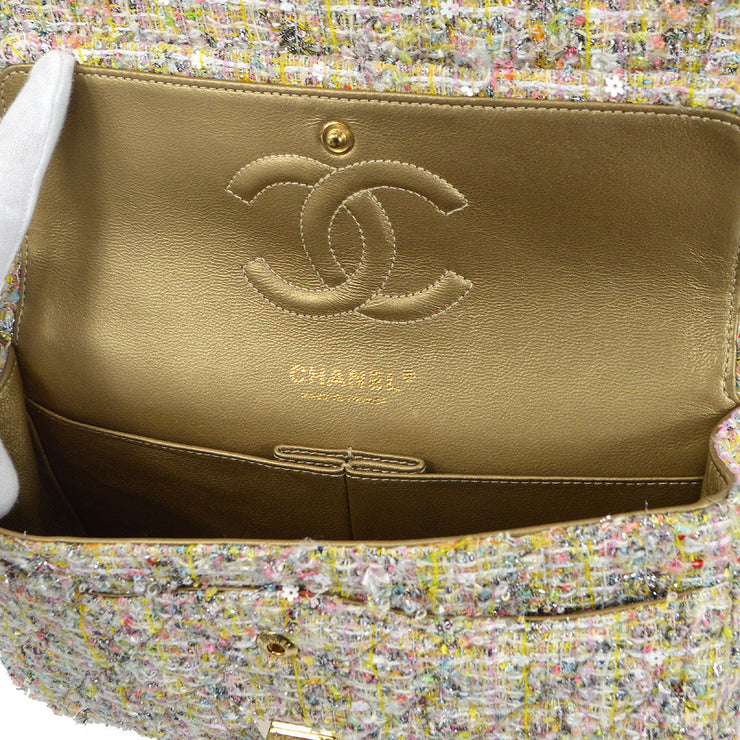 Chanel Classic Flap 2.55 Reissue Fall 2014 Yellow Tweed Shoulder Bag