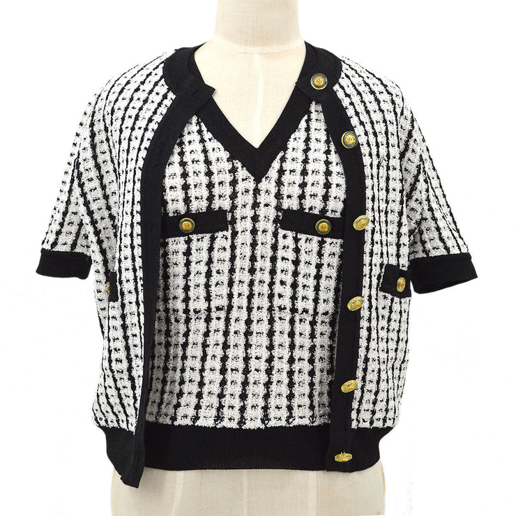 CHANEL 1997 Spring CC-button bouclé top and cardigan twinset #42