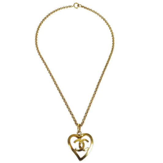 Chanel 1995 Heart Gold Chain Necklace