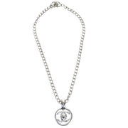 CHANEL 1997 Round CC Turnlock Silver Chain Pendant Necklace