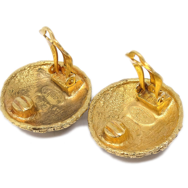 CHANEL 1994 Woven CC Earrings Gold Clip-On 2855