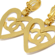 CHANEL 1995 Heart Earrings Gold Clip-On
