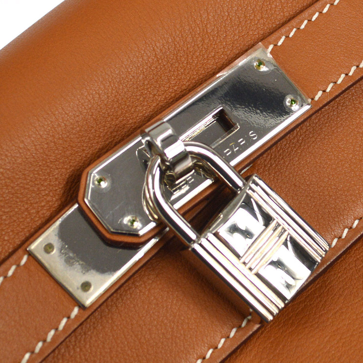 HERMES Swift leather Kelly 32 silver buckle handle shoulder bag
