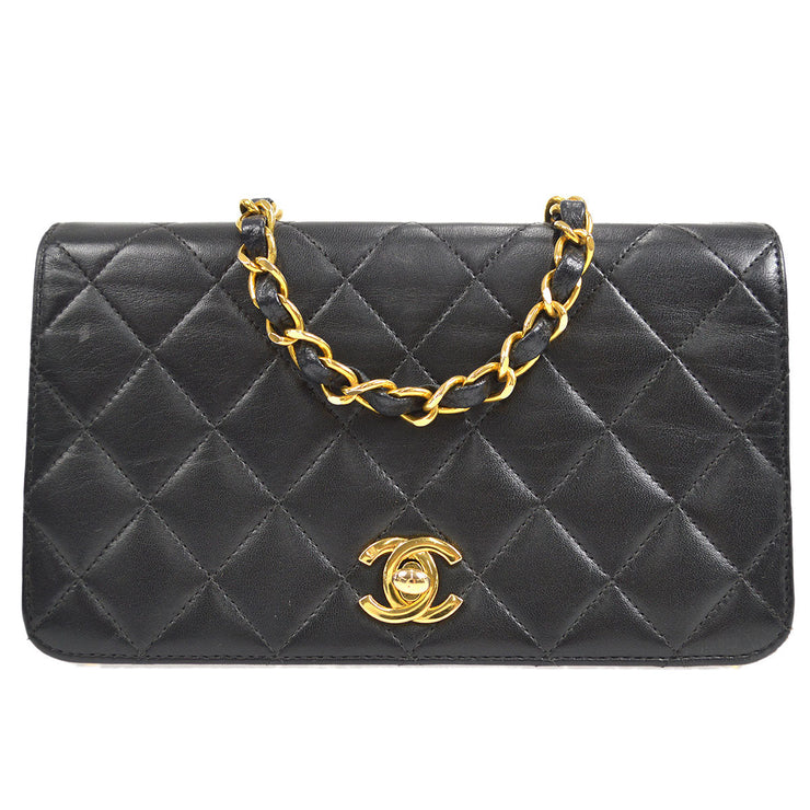 Chanel Vintage mini full flap bag black lambskin