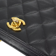 CHANEL 2001-2003 Turnlock Full Flap Mini Black Lambskin