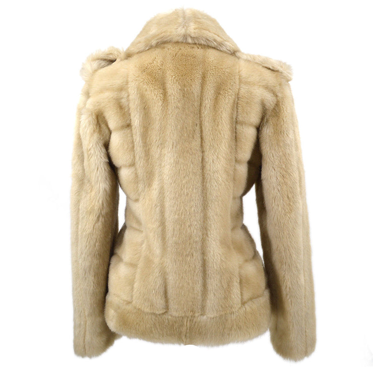 FENDI Vintage Logo Faux Fur Jacket #40 Coat Logo Button Pocket