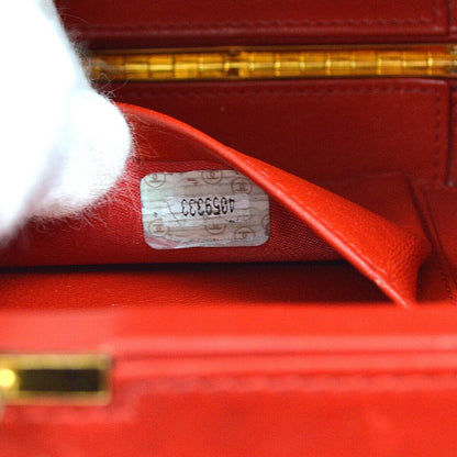 CHANEL 1996-1997 Box Shoulder Bag Red Lambskin
