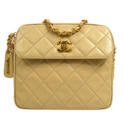 CHANEL 1994-1996 Pocket Camera Bag Mini Beige Lambskin