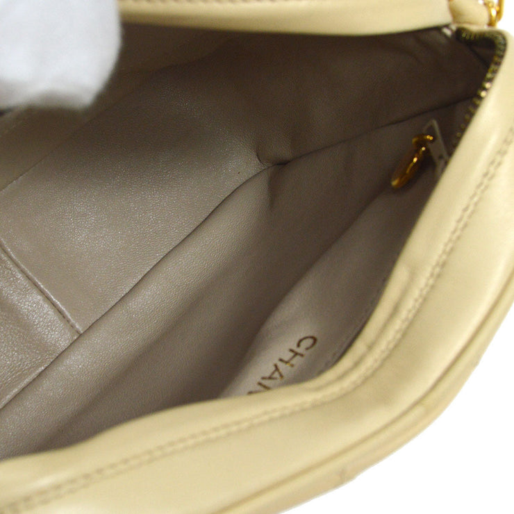 CHANEL 1994-1996 Pocket Camera Bag Mini Beige Lambskin