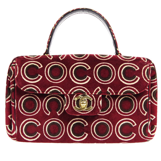 香奈儿（Chanel）2001-2003可可手提包波尔多天鹅绒