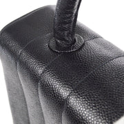 CHANEL 1994-1996 Border Vertical Flap Handbag Black Caviar