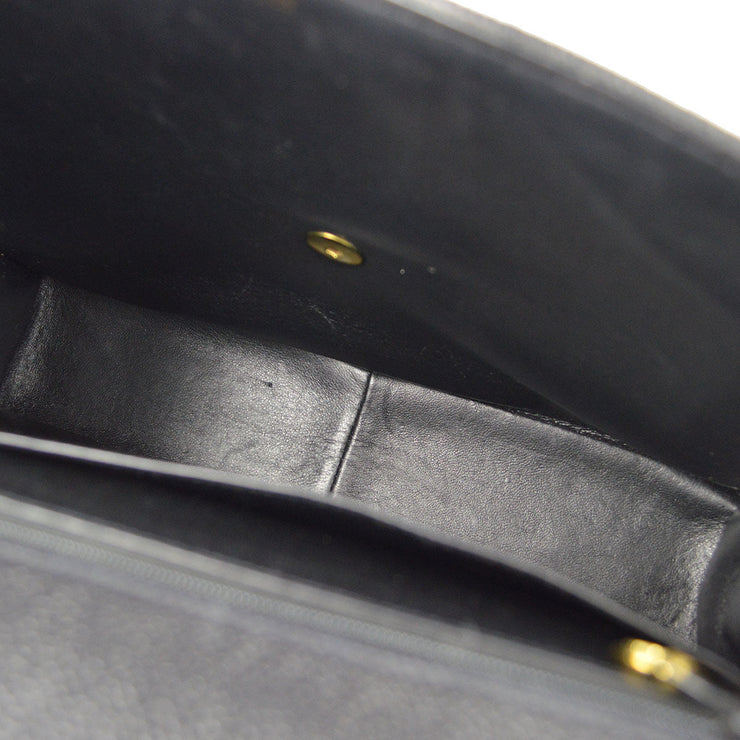 CHANEL 1994-1996 Border Vertical Flap Handbag Black Caviar