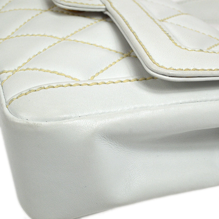 CHANEL 2004-2005 Wild Stitch Handbag Medium White Calfskin
