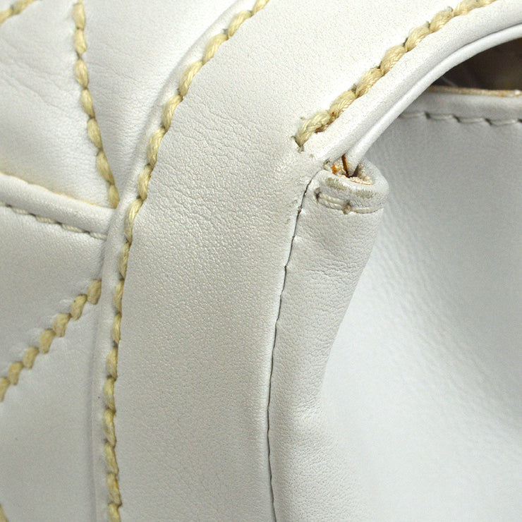 CHANEL 2004-2005 Wild Stitch Handbag Medium White Calfskin