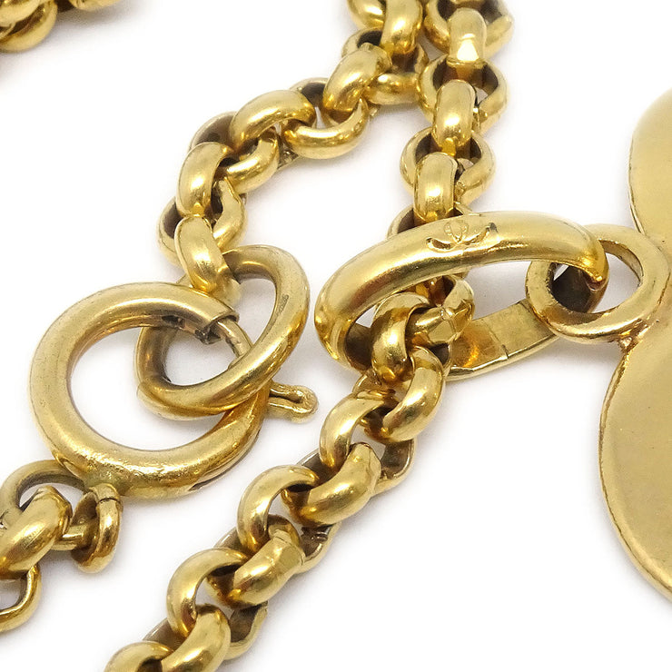 Chanel 1995 Gold CC Heart Cutout Pendant Necklace