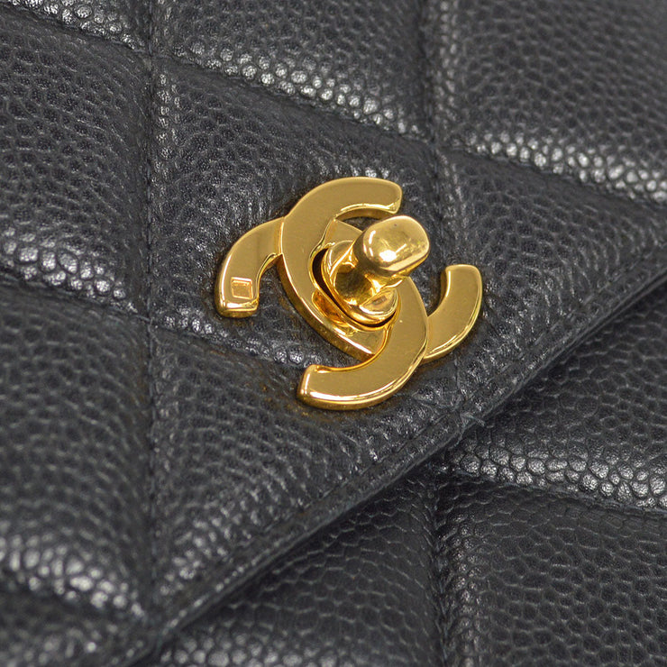 CHANEL 1994-1996 Big CC Straight Flap Bag Medium Black Caviar – AMORE  Vintage Tokyo