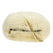 Chanel 2001 CC徽标Muff White Fur Maft