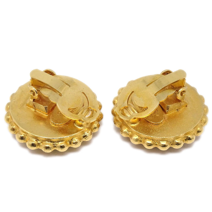 Chanel 1993 Button Earrings Clip-On Gold 93A