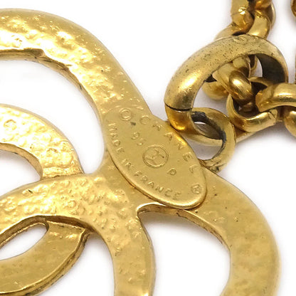 Chanel 1995 Gold CC Heart Cutout Pendant Necklace