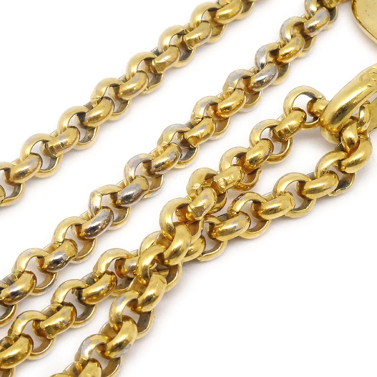 Chanel 1995 Gold CC Heart Cutout Pendant Necklace