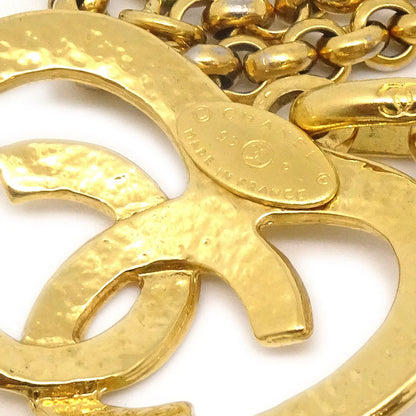 Chanel 1995 Gold CC Heart Cutout Pendant Necklace