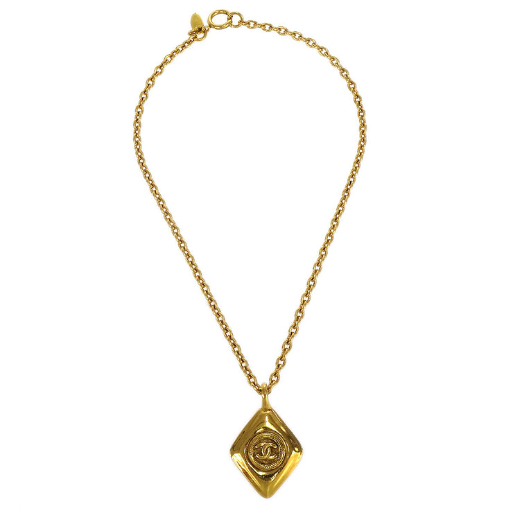 CHANEL 1986-1994 Diamond Shape Gold Chain Necklace