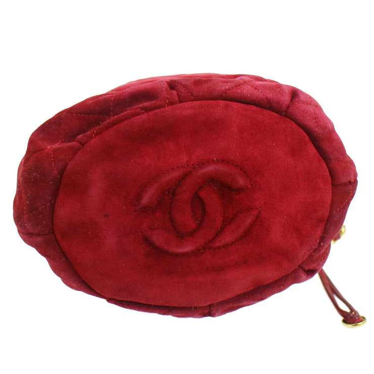 CHANEL Cosmetic Pouch Only Red Color Velours Gift Christmas
