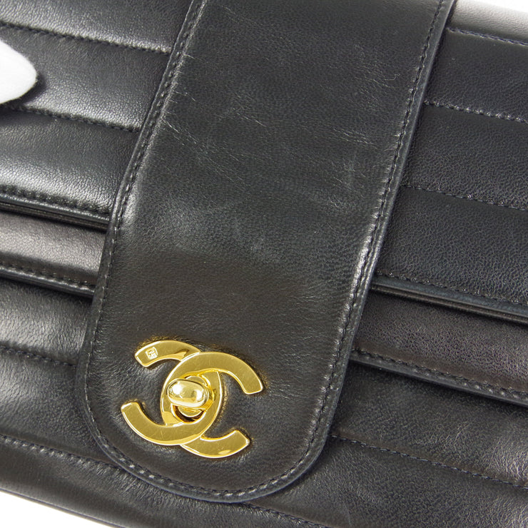 香奈儿（Chanel）1991-1994水平襟翼小黑色羊皮