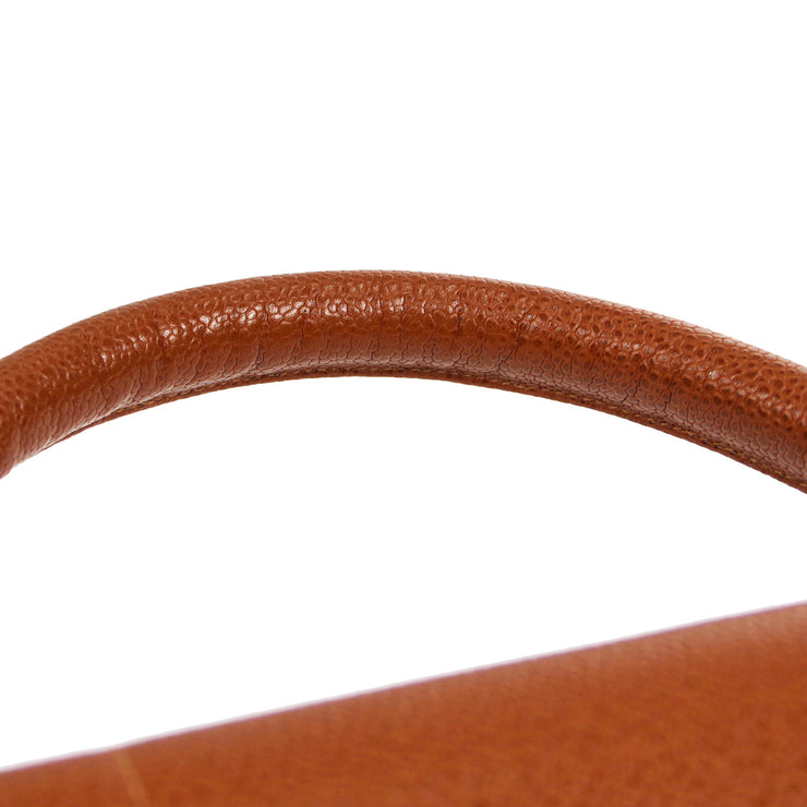 CHANEL 1994-1996 Vertical Border Flap Handbag Brown Caviar
