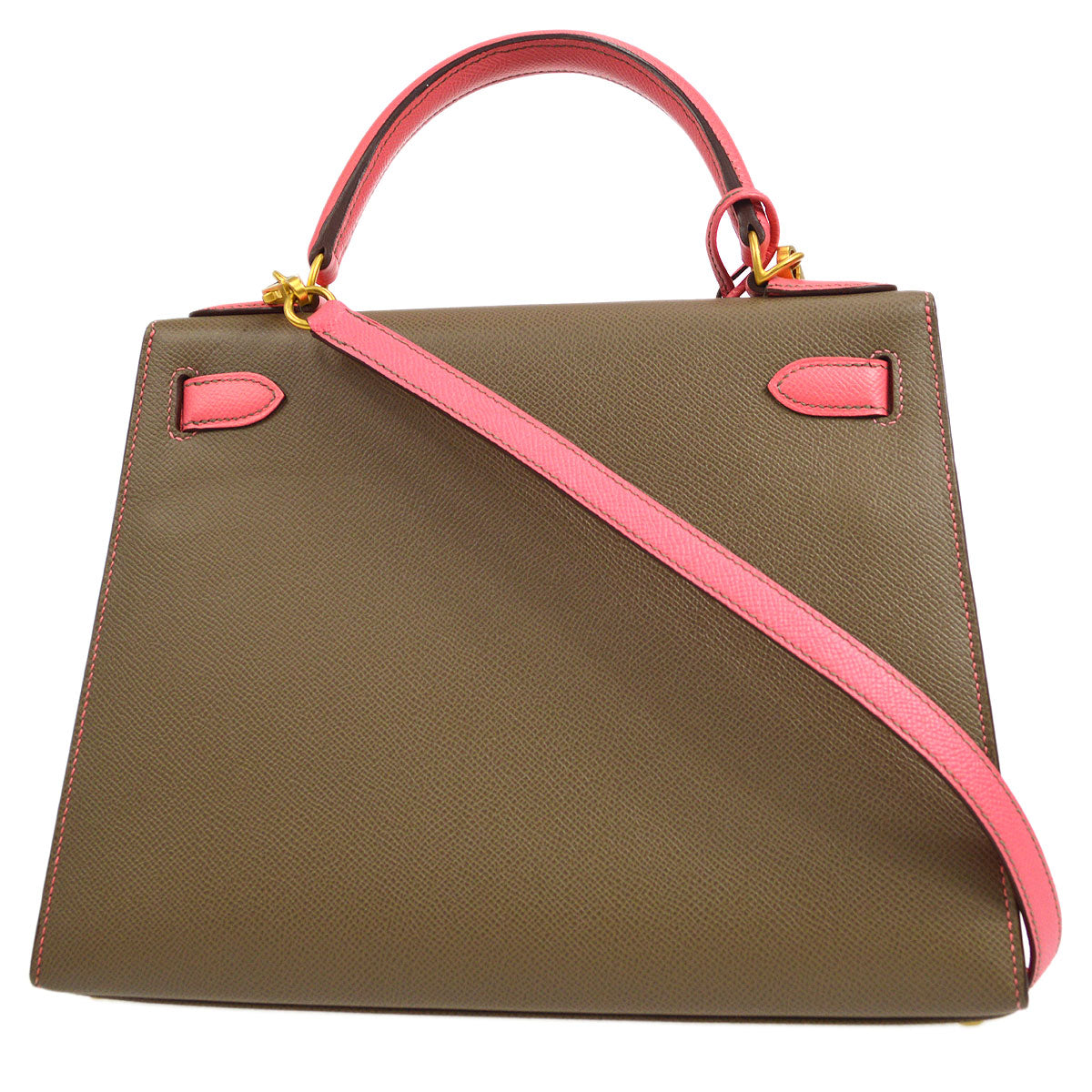 Hermes 2018 Gray Pink Epsom Kelly 28 Sellier 2way Shoulder Handbag