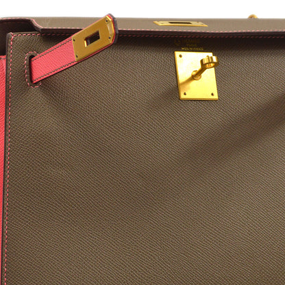 Hermes 2018 Gray Pink Epsom Kelly 28 Sellier 2way Shoulder Handbag